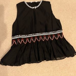 Black Pomandere sleeveless embroidered tank